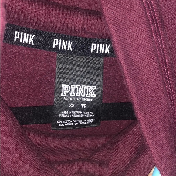 Pink by VS Maroon Cowl High Neck Pullover Hoodie - Picture 2 of 4